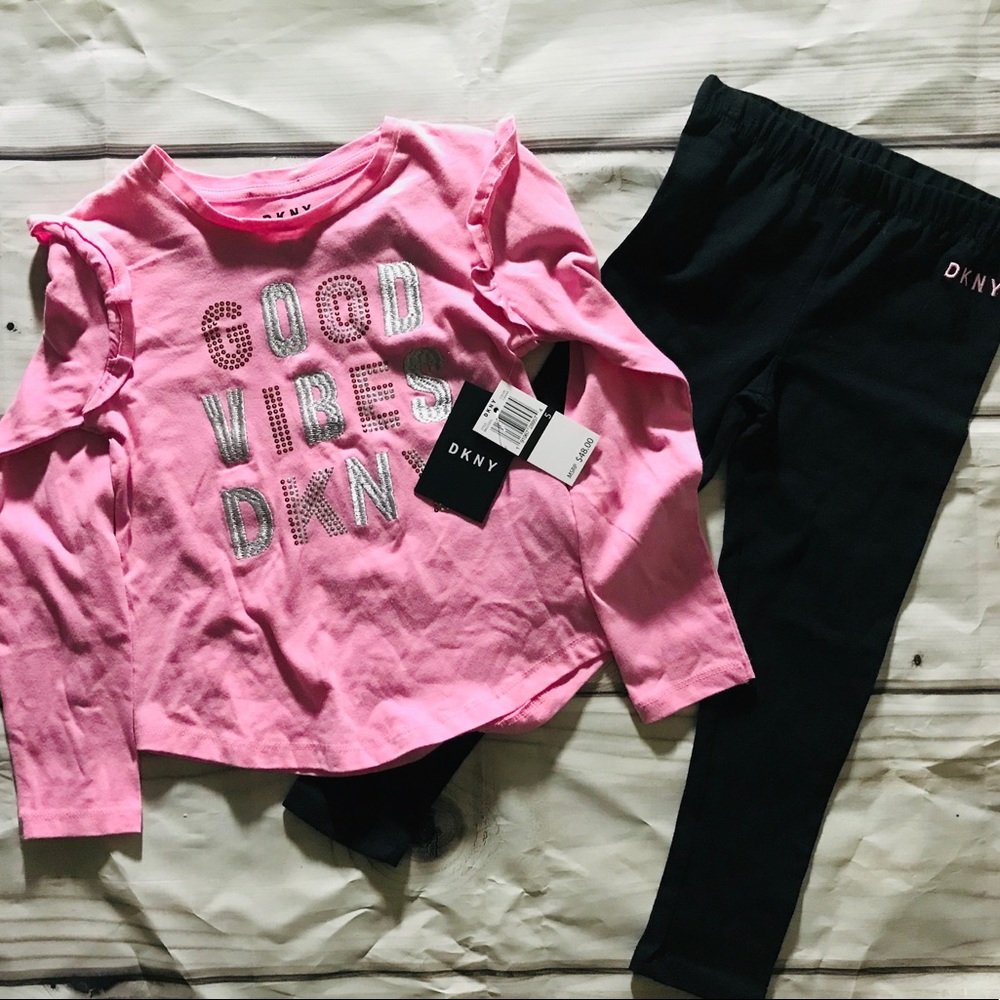 DKNY Girls Long-sleeve Top and Pants Set